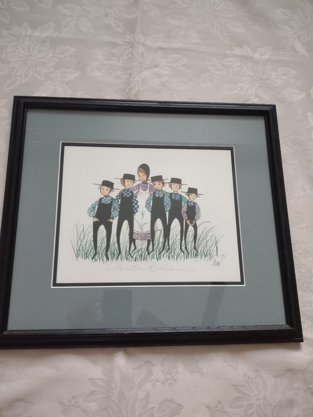 Vintage Buckley Moss My Five Brothers Lithography Certificate Authenticity